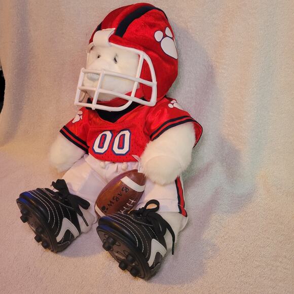 Build A Bear White Bear Red White Football w Outfit Helmet Cleats Stuffed Plush - Picture 3 of 6